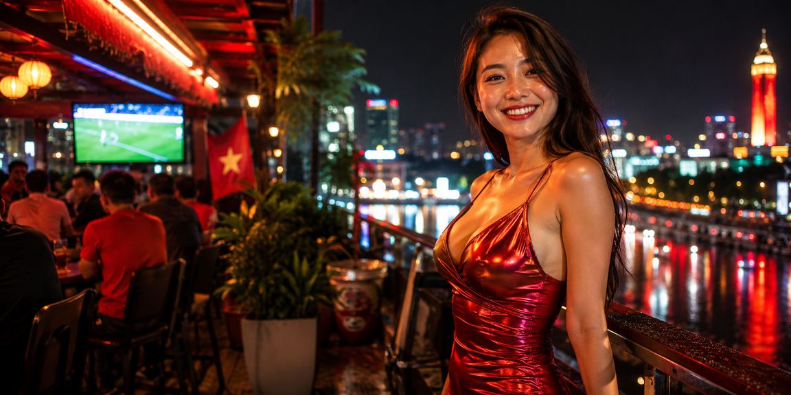 Người hâm mộ bóng đá cá cược trực tuyến với đèn neon tại Hà Nội